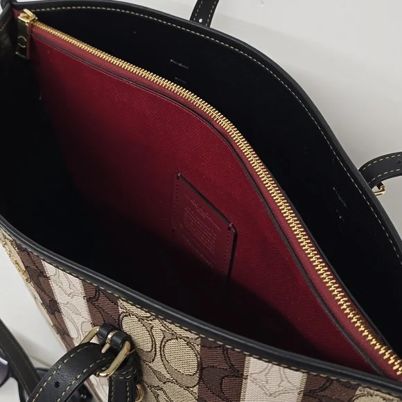 NEW Coach Mollie Tote In Signature Jacquard With Stripes C4088 - Picture 5 of 11